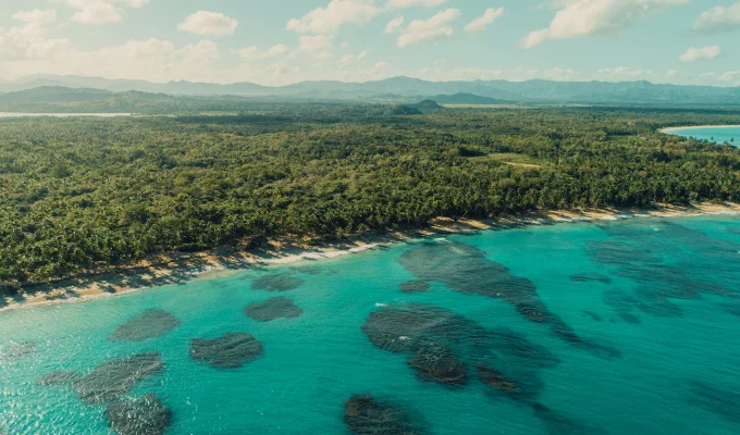 Aerial view of Miches beach and coastline in the Dominican Republic
