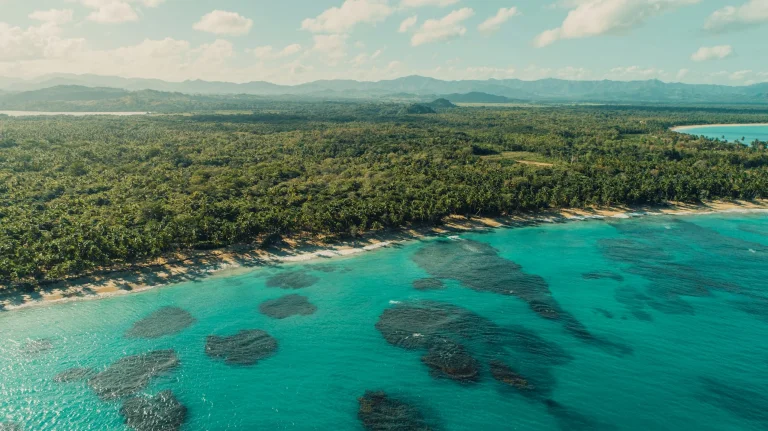 Aerial view of Miches beach and coastline in the Dominican Republic